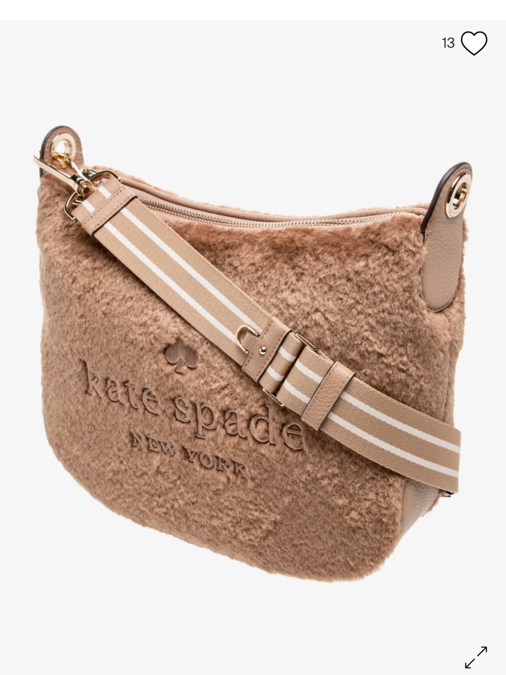 kate spade Faux-Shearling Crossbody Bag in Camel/Tan
